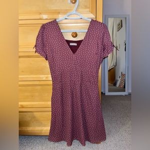 Dark pink polka dot dress with pockets